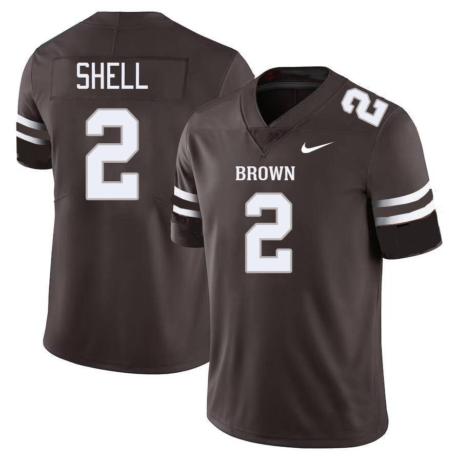 Men-Youth #2 Joseph Shell 2023 Brown Bears College Football Jerseys Stitched-Brown